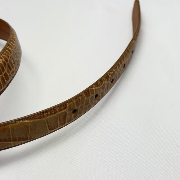 LAUREN RALPH LAUREN Women’s Belt Italian Brown Leather Croc Embossed Size L main image 9